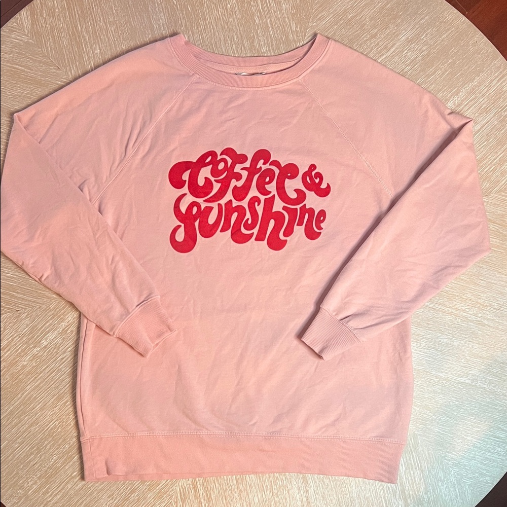 Wildfox Pink 'Coffee & Sunshine' Graphic Oversized Crewneck